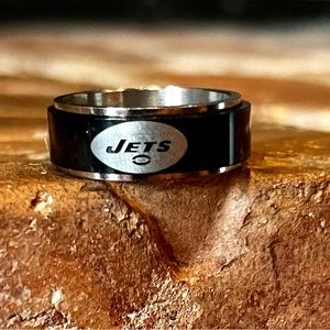 New York Jets mens NFL logo titanium ring. Unique gift idea